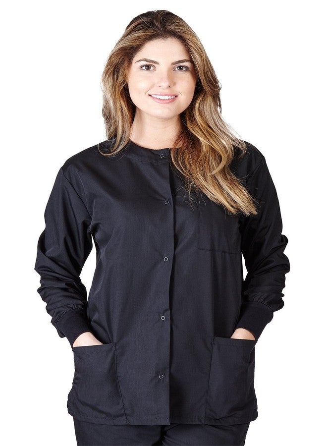 Natural Uniforms Warm Up Scrub Jacket-Black-Medium - Image 1